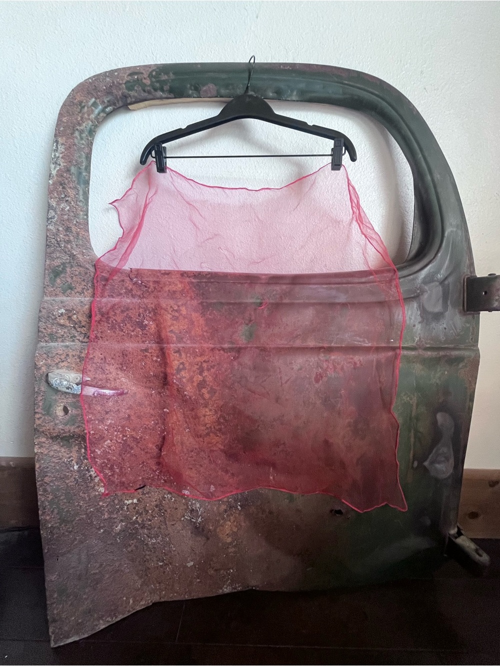 Vintage Sheer Tomato Red Sheer Scarf